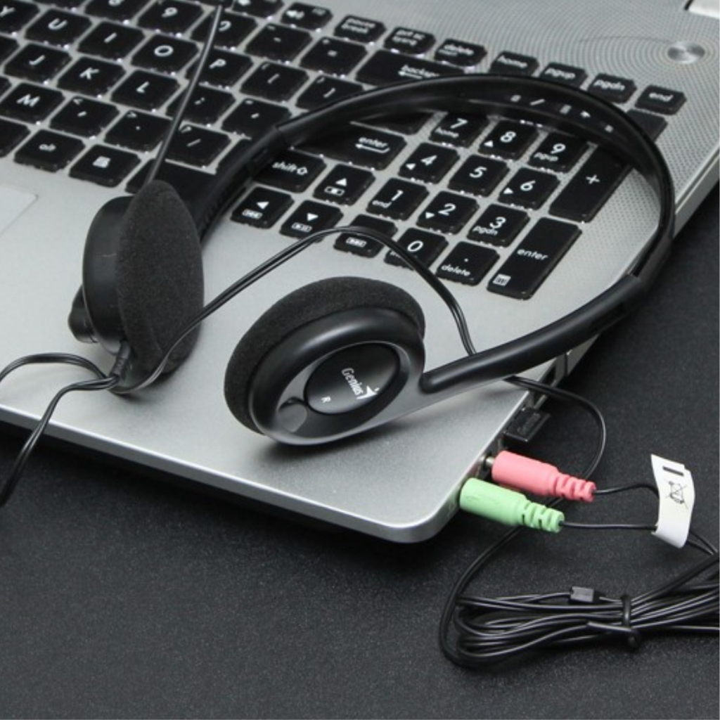 Tai Nghe Có Mic 2 Jack Cắm 3.5mm Genius HS-200C Thích Hợp Làm Tổng Đài, Chăm Sóc Khách Hàng - Hàng Chính Hãng
