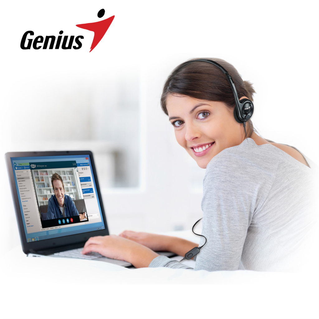 Tai Nghe Có Mic Jack Cắm 3.5mm Genius HS-M200C Thích Hợp Làm Tổng Đài, Chăm Sóc Khách Hàng - Hàng Chính Hãng