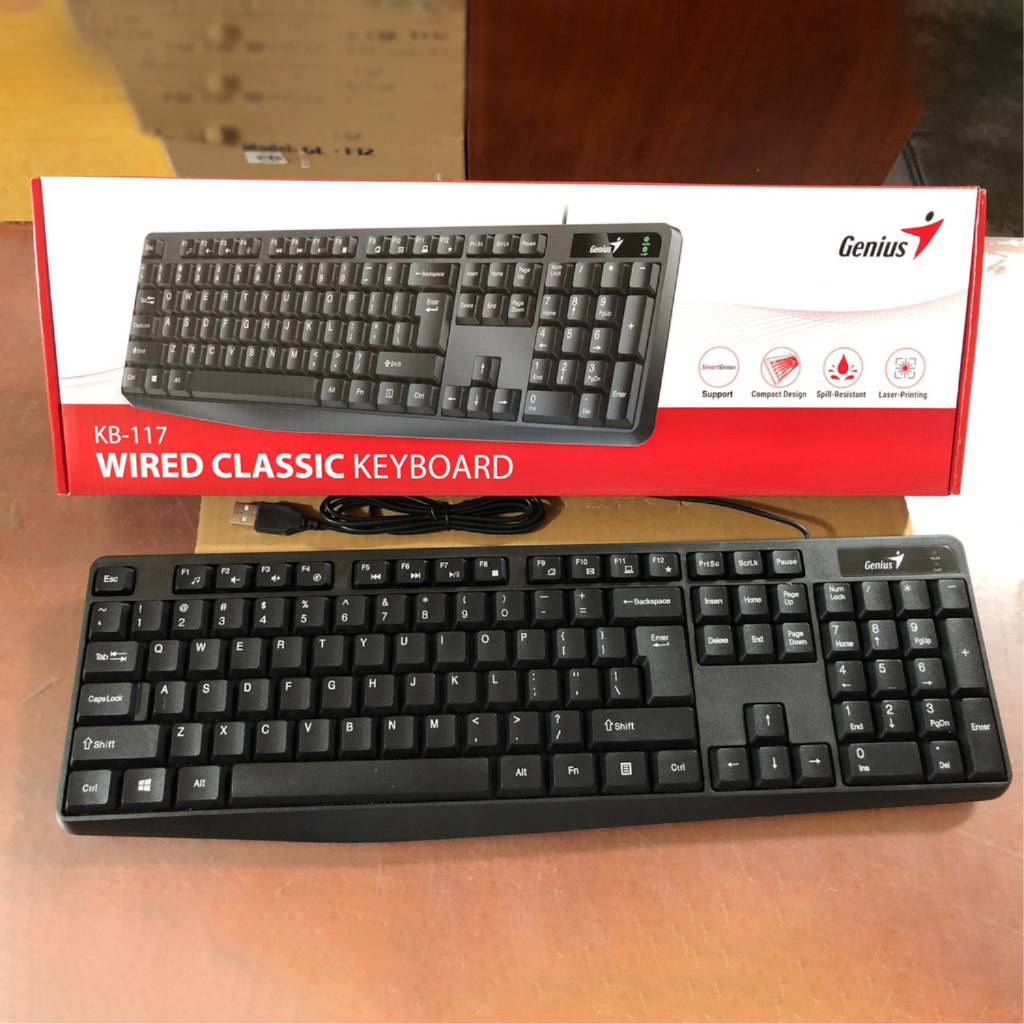 Bàn Phím Máy Tính Có Dây USB Genius KB-117 - Hàng Chính Hãng
