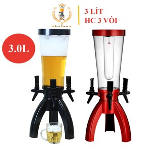 Tháp bia 3 lít HC 3 vòi rót, lõi đá giữ lạnh Bình đựng cocktail nước pha chế cho bar, nhà hàng, quán beer party décor