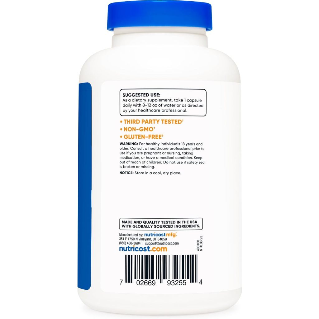 Viên uống NAC Vegan N-Acetyl L-Cysteine 600mg x 180 viên hỗ trợ sức khỏe giải độc gan từ thương hiệu NUTRICOST