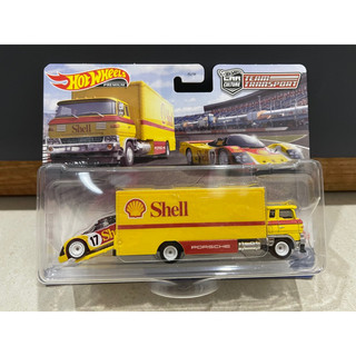 Xe mô hình bánh cao su hotwheels 1:64 premium - team transport - porsche 962 / sakura sprinter