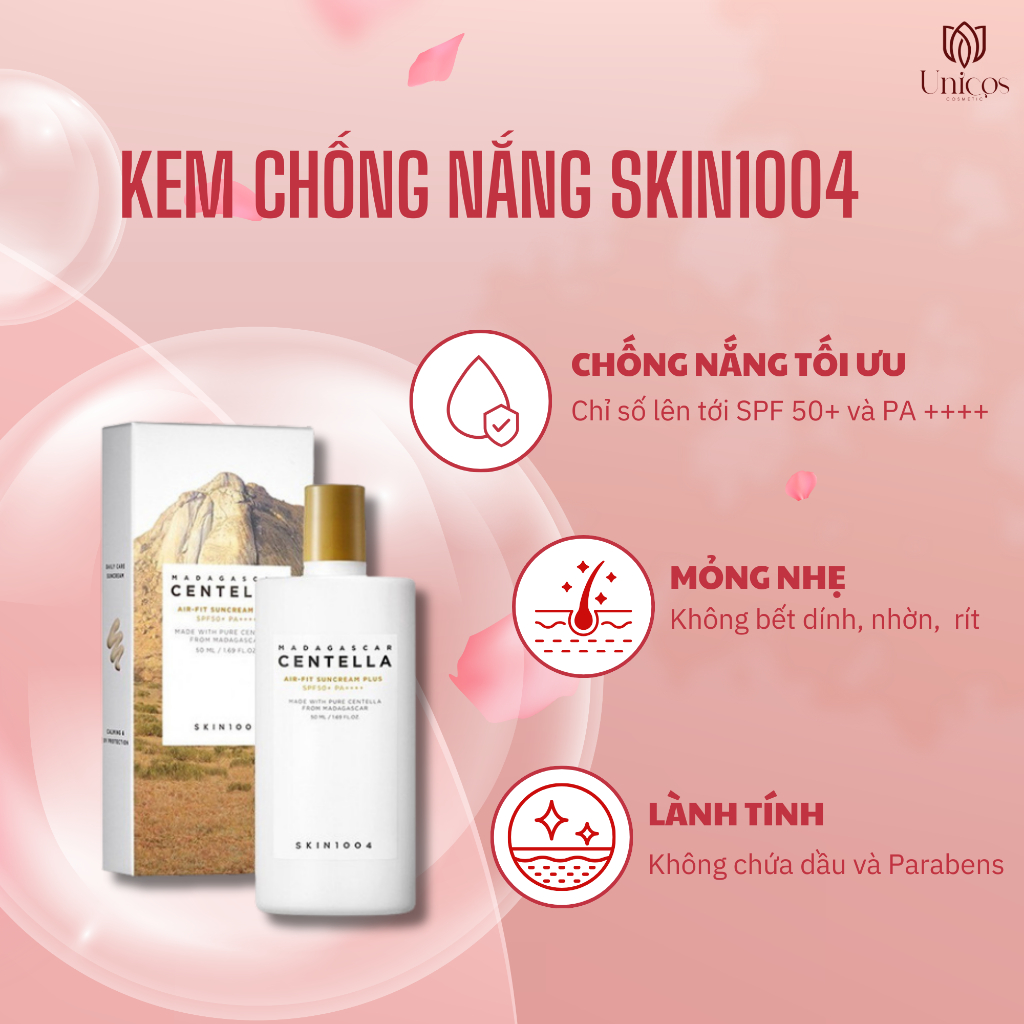 Kem Chống Nắng Nâng Tone Centella Skin1004 Madagascar Air-fit Suncream SPF50+ - Chống Nắng Cao Cấp Ẩm Mỏng Nhẹ PA 50ml