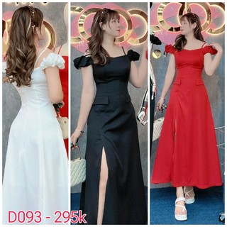 D093 - ĐẦM ĐỎ ĐI CHƠI TẾT, CHƠI XUÂN, DỰ TIỆC, ĐẦM TRỄ VAI, TAY PHỒNG THIẾT KẾ VỚI TONE MÀU XINH XẮN (D093)