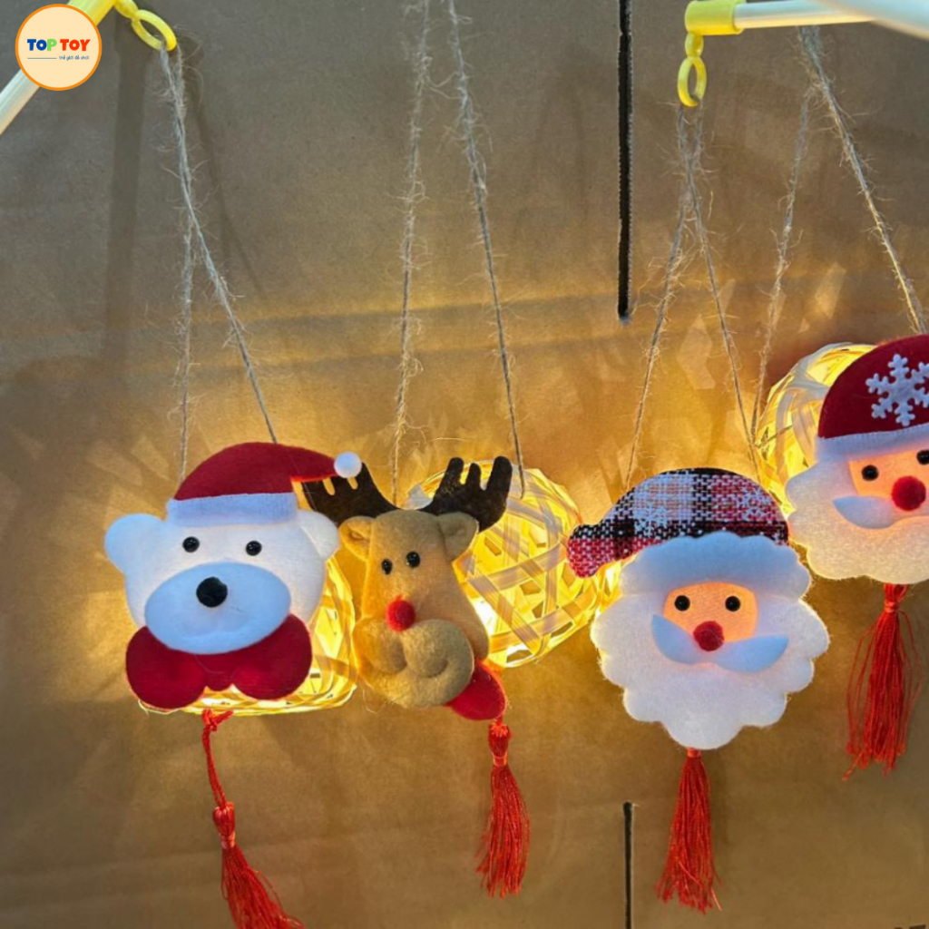 Đèn Lồng Noel Giỏ Tre mini Có Đèn Led Phát Sáng - Quà Giáng Sinh Siêu Dễ Thương Cho Bé Vui Chơi