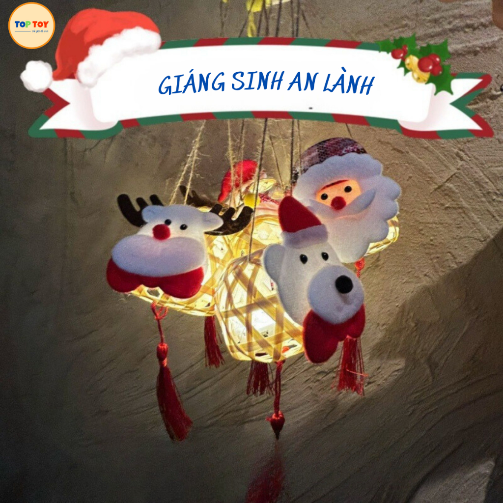 Đèn Lồng Noel Giỏ Tre mini Có Đèn Led Phát Sáng - Quà Giáng Sinh Siêu Dễ Thương Cho Bé Vui Chơi