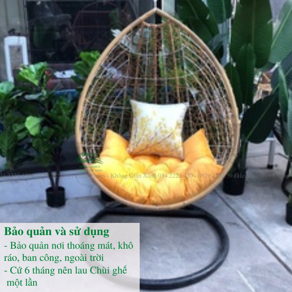 Xích đu giả mây lõi thép cao cấp trang trí ban công sân vườn ghế thư giãn bảo hành 24 tháng/Healhomes