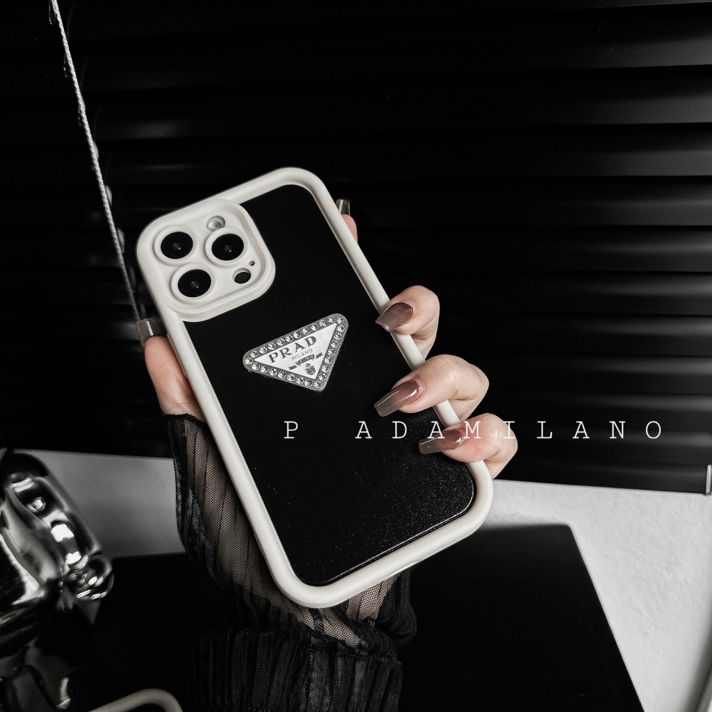 Ốp lưng iphone  SILICON BVC VIỀN ĐEN TRẮNG GẮN PANDA ĐÁ SẢNG CHẢNH 7plus/8plus/x/xsmax/11/11promax/12promax/13promax/14p