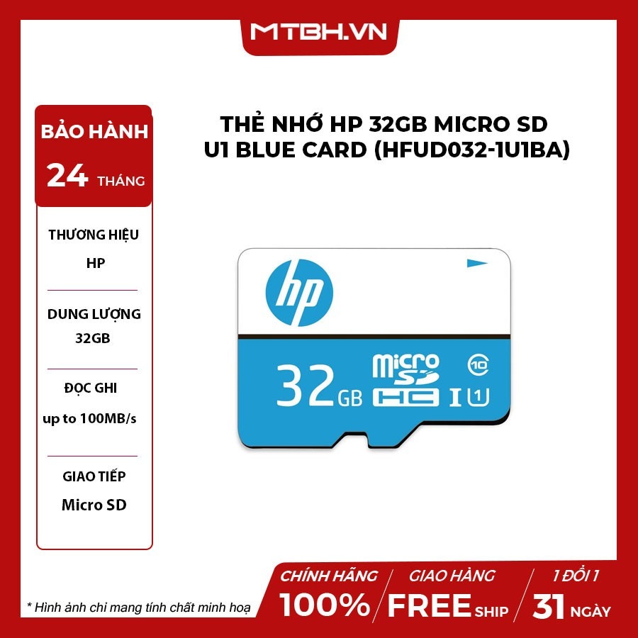 Thẻ Nhớ HP 32GB 64GB Micro SD  Tốc độ cao U1 Blue Card Chính Hãng