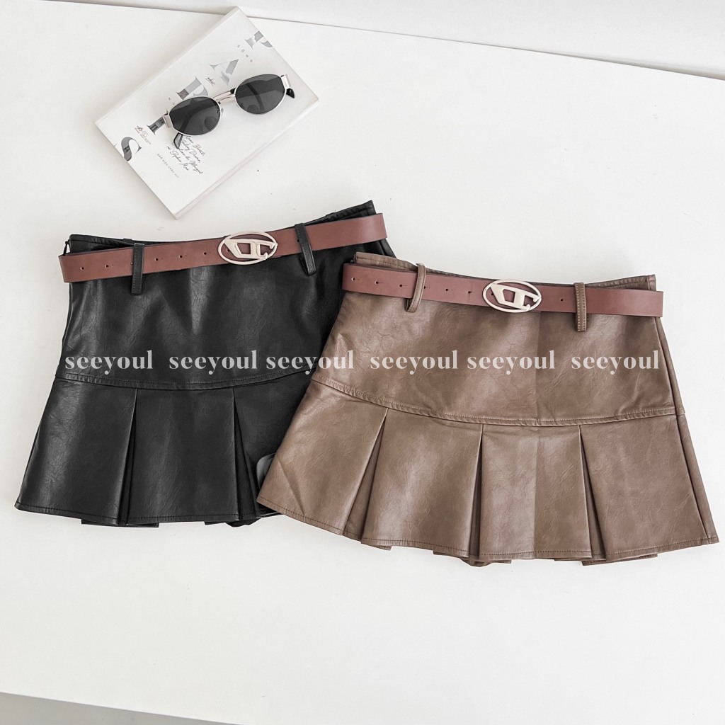 Chân váy xếp li kèm đai-4540