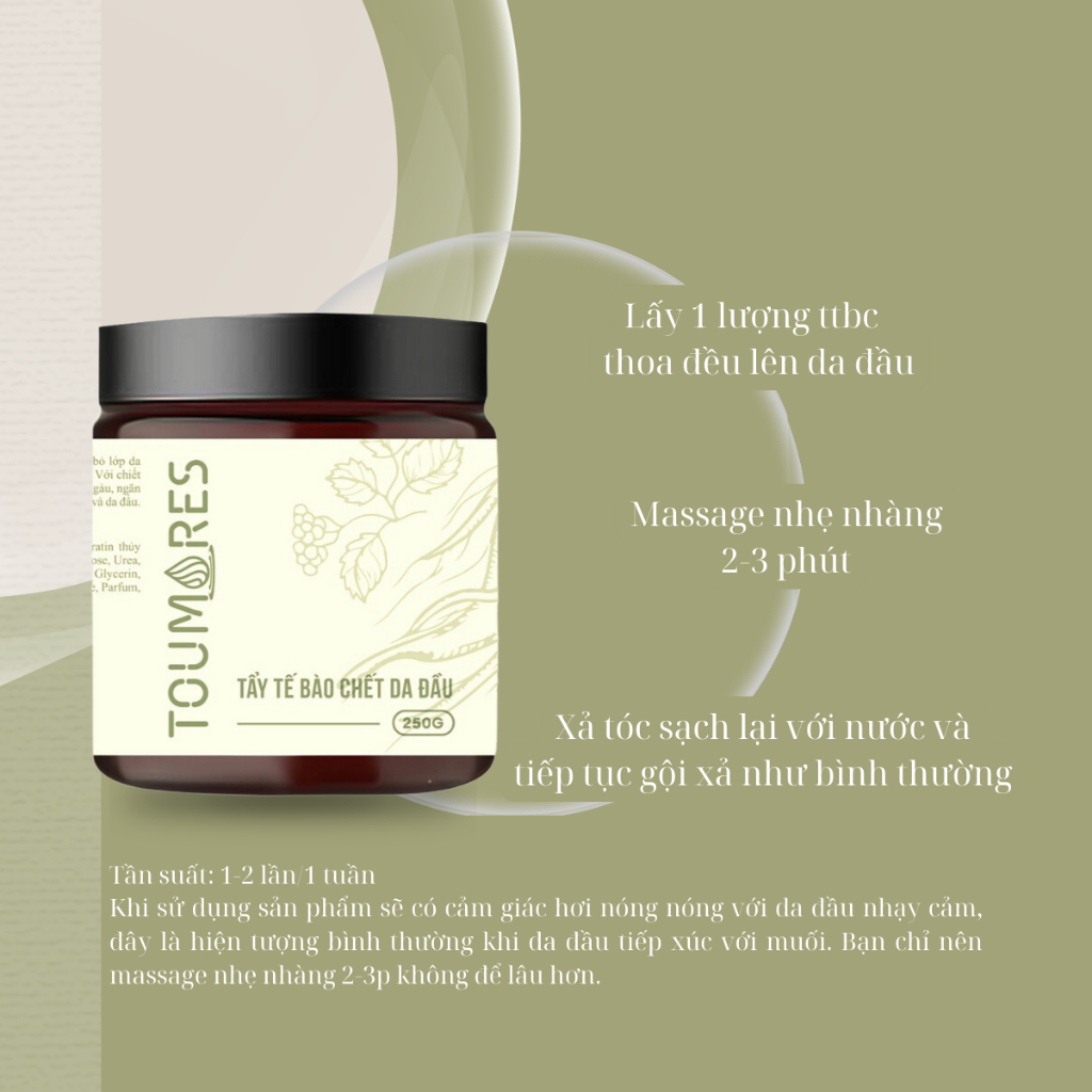 Tẩy tế bào chết tóc Toumores đánh bay gàu, sạch dầu thừa trên tóc, detox da đầu, mùi thơm thư giãn the mát