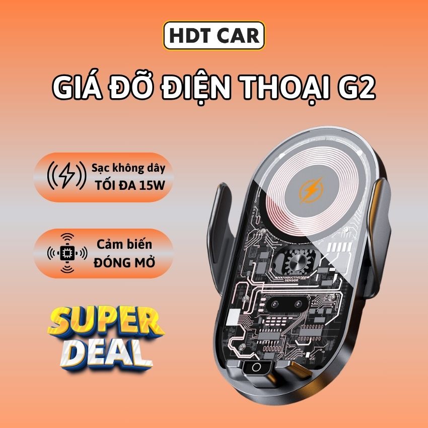 Giá đỡ điện thoại trên ô tô kiêm sạc không dây G2 thiết kế lộ mạch hottrend 2024 gắn cửa khe gió điều hoà