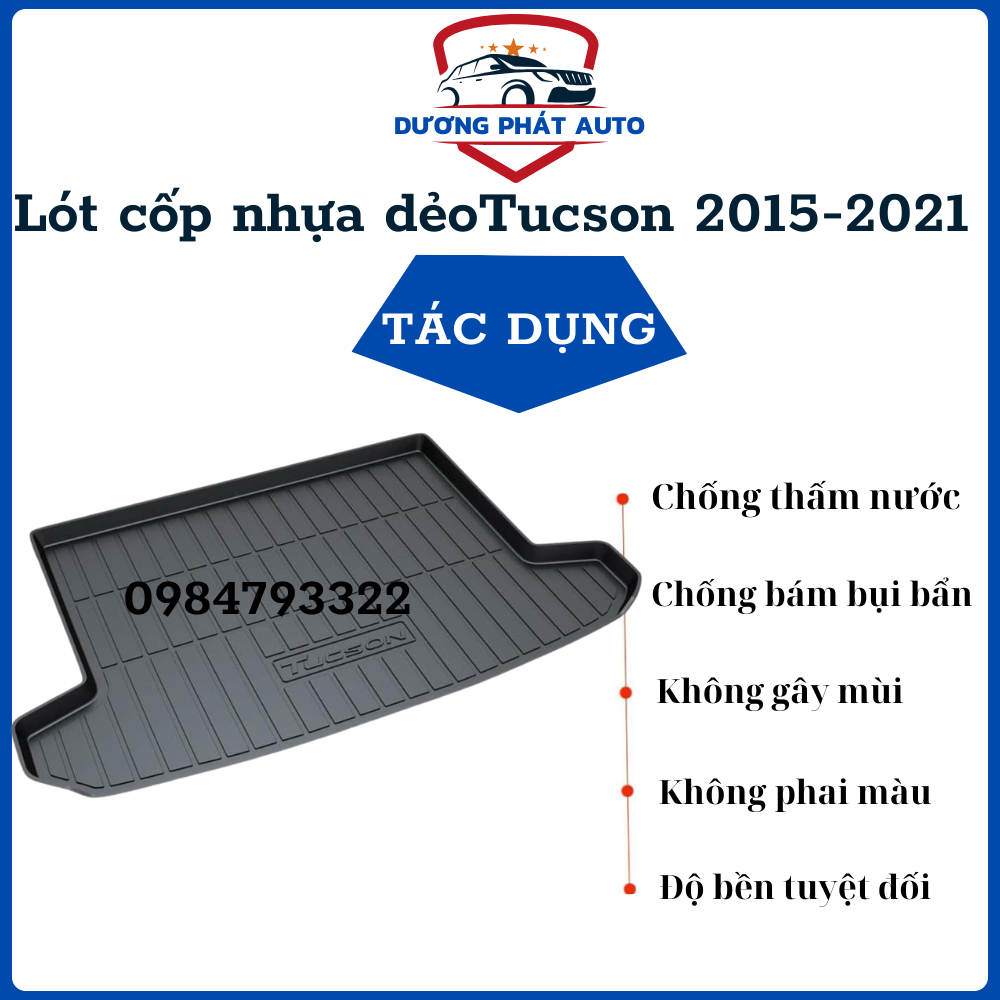 Lót cốp nhựa dẻo Xe Tucson đời 2016 2017 2018 2019 2020 2021- không mùi, không thấm nước