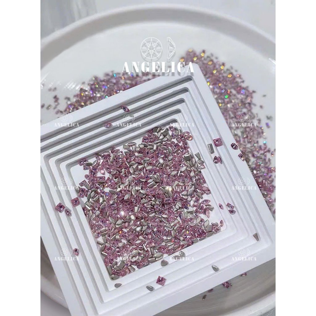Set đá khối chân bằng super mini siêu nhỏ đính nails chân vàng trang trí móng khoảng 100 viên ANGELICA SDKCBMN-01