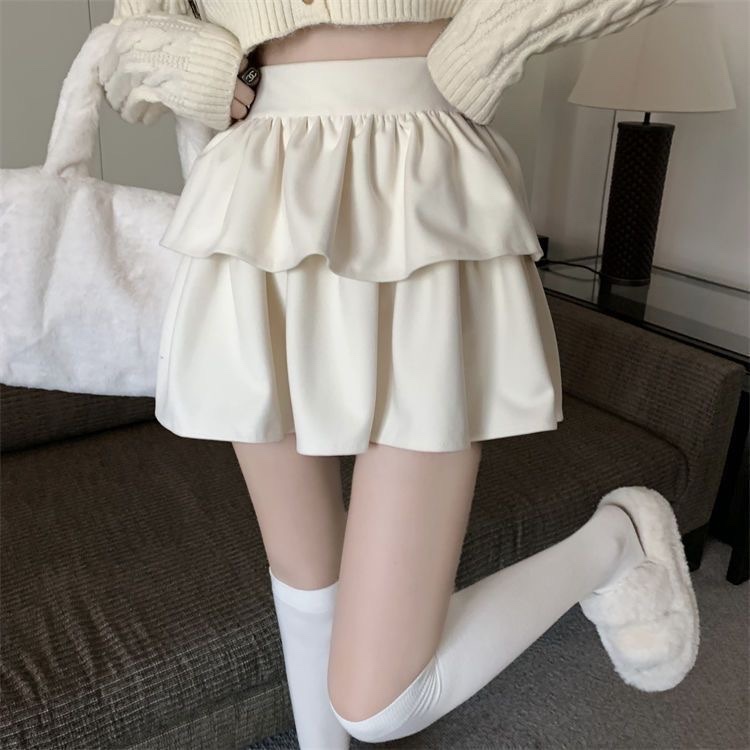 Chân váy bồng 2 tầng cạp cao, Chân váy dáng xòe tiểu thư