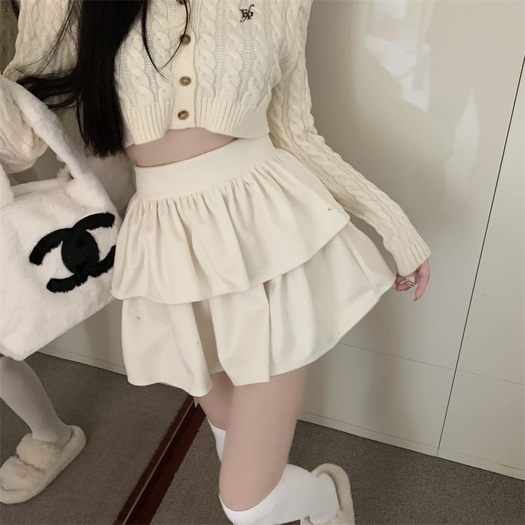 Chân váy bồng 2 tầng cạp cao, Chân váy dáng xòe tiểu thư