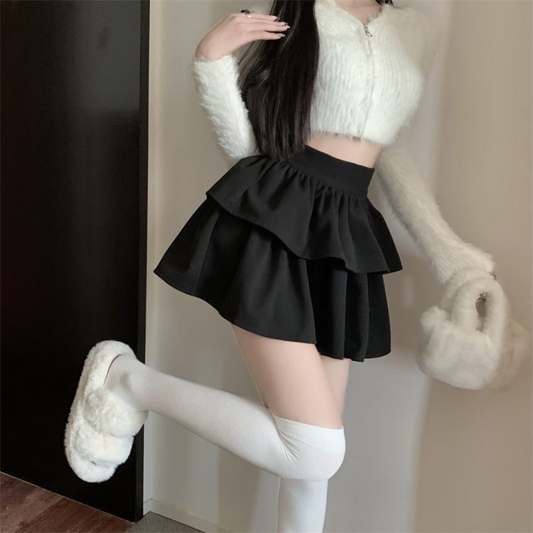 Chân váy bồng 2 tầng cạp cao, Chân váy dáng xòe tiểu thư