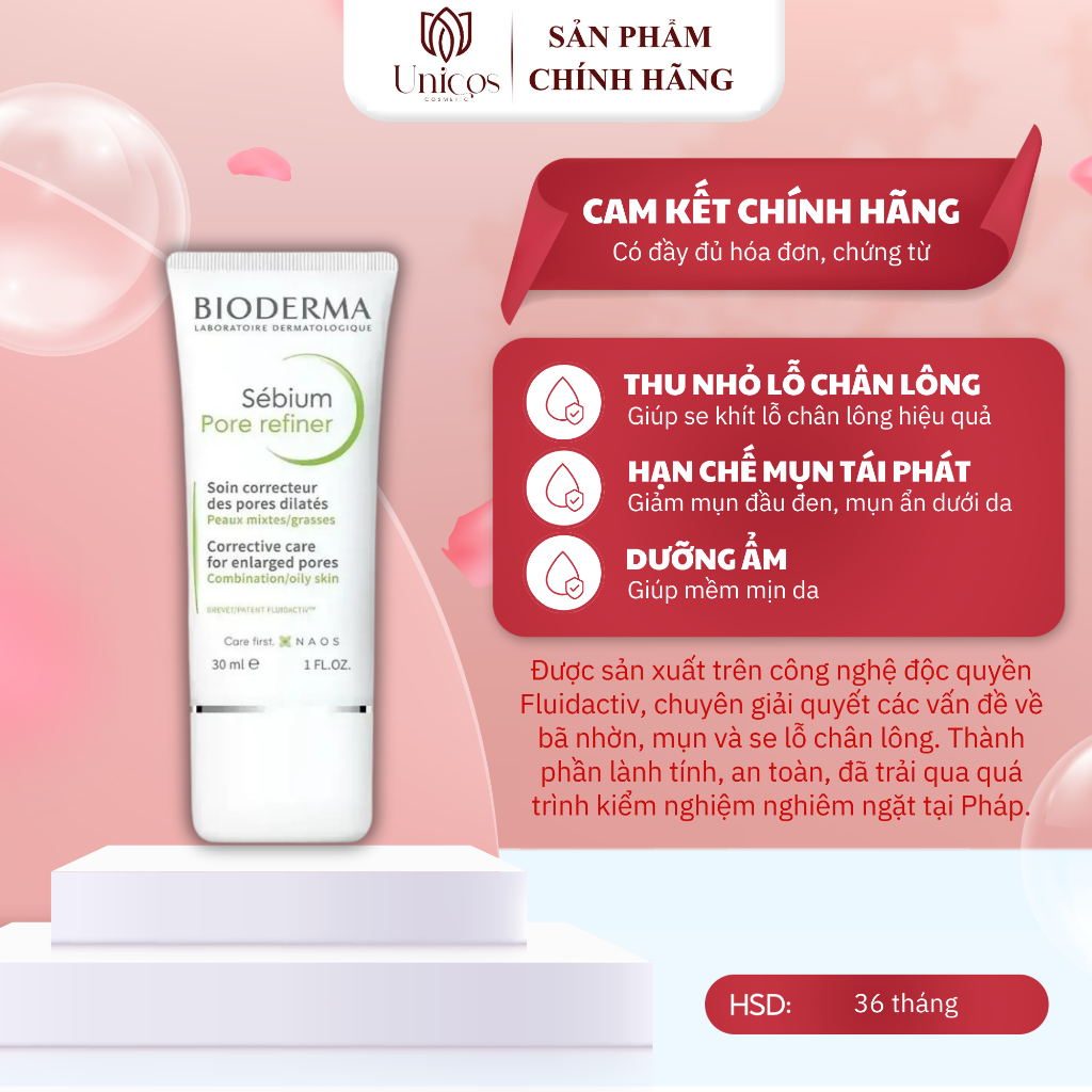 Kem Dưỡng Ẩm Se Khít Lỗ Chân lông Bioderma Sebium Pore Refiner - Kem Dưỡng Ngừa Mụn - Bioderma Dưỡng Ẩm Da Sạch Sâu 30ml