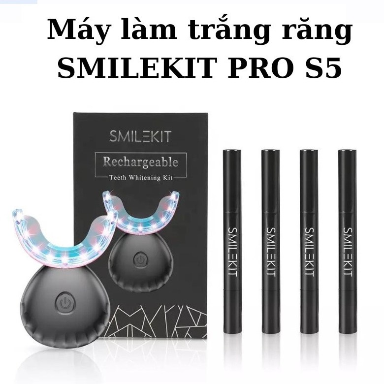 Máy làm trắng răng SMILEKIT SENSITVE S3/S5 kèm bút gel làm trắng răng, an toàn không chứa Hydrogen Peroxide, không ê ẩm
