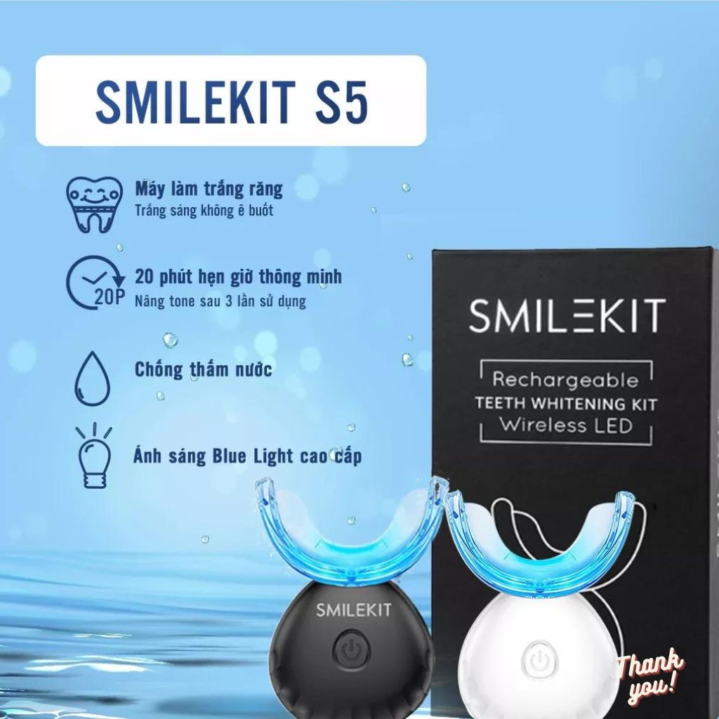 Máy làm trắng răng SMILEKIT SENSITVE S3/S5 kèm bút gel làm trắng răng, an toàn không chứa Hydrogen Peroxide, không ê ẩm