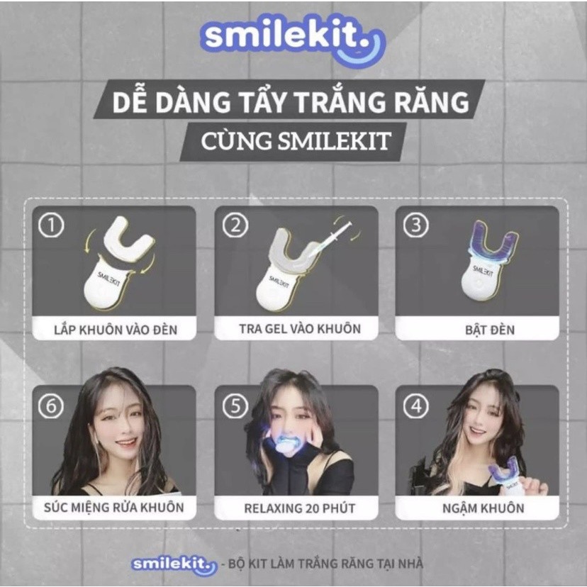 Máy làm trắng răng SMILEKIT SENSITVE S3/S5 kèm bút gel làm trắng răng, an toàn không chứa Hydrogen Peroxide, không ê ẩm