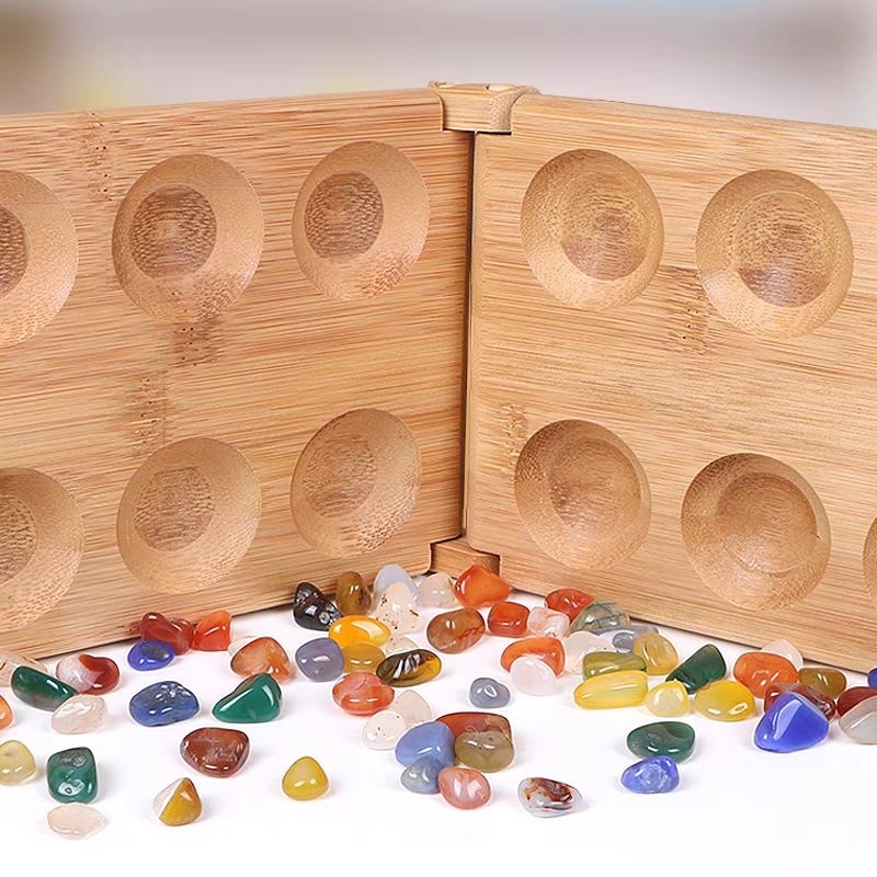 BỘ TRÒ CHƠI Ô ĂN QUAN hộp gỗ kèm đá