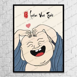 Tranh vô tri hài hước LÃO PHẬT GIA chế hài | Tranh LUÔN VUI TƯƠI vô tri hài hước 30x40