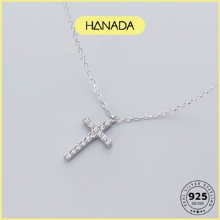 Dây Chuyền Bạc 925 Hanada Vòng Cổ Thánh Giá Trơn Đá Đơn Giản 0116