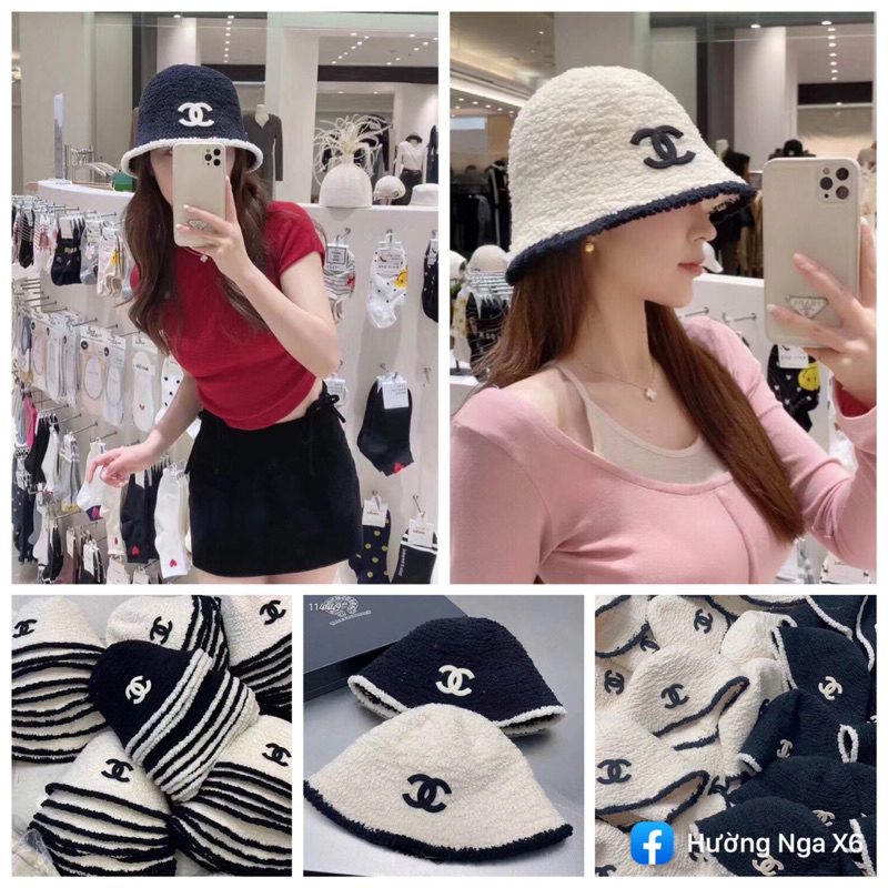mũ cụp len lông xù