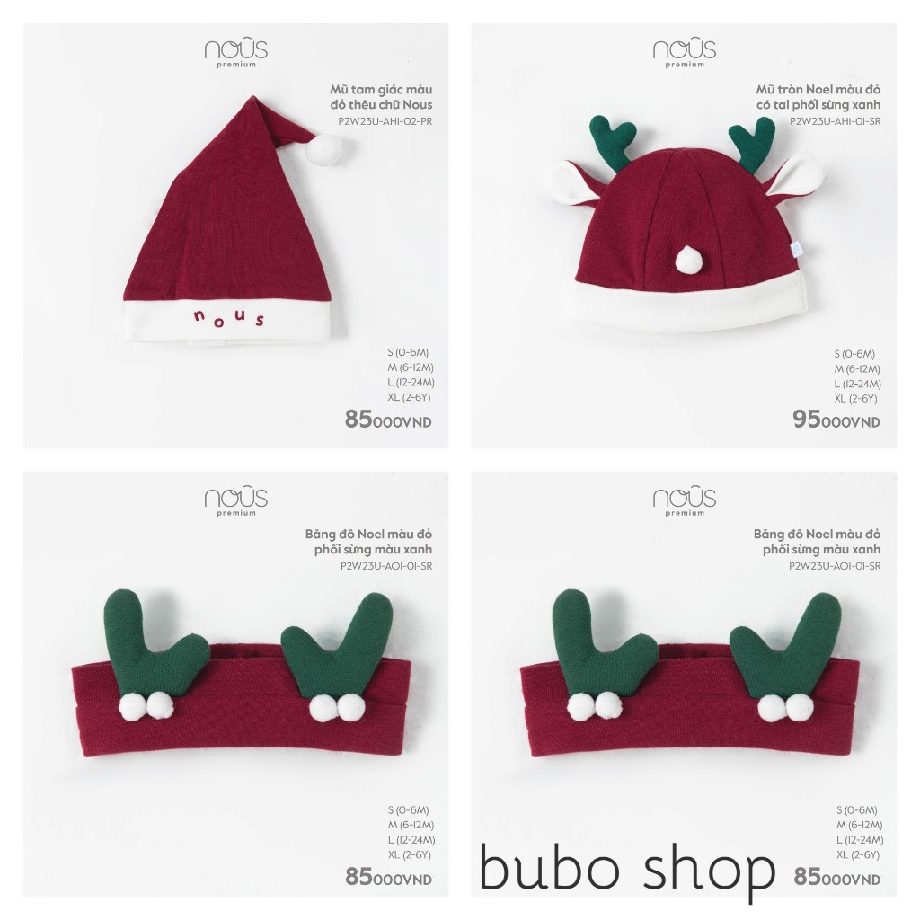Mũ noel cho bé từ 0m-5y