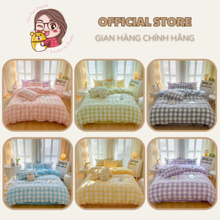 Bộ chăn ga gối cotton đũi caro - pishome