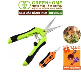 Kéo Cắt Cành Greenhome, D16,5xR4,5cm, Inox, Mũi Nhọn, Siêu Bén, Không Gỉ, Có Khoá An Toàn, Nhiều Màu