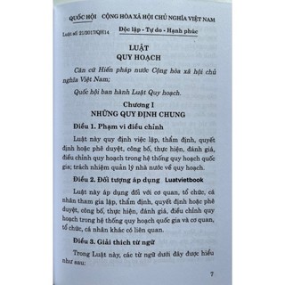 Sách Luật Quy Hoạch (Được thông qua ngày 24/11/2017)