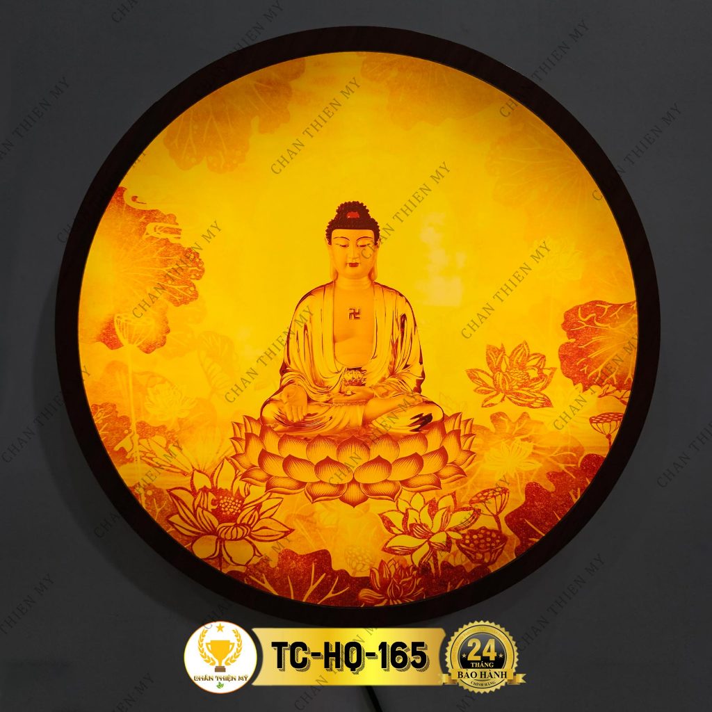 Đèn Thờ Hào Quang Phật A Di Đà In Tranh Trúc Chỉ, Trang Trí Bàn Thờ, Treo Tượng Phật TC-HQ-165