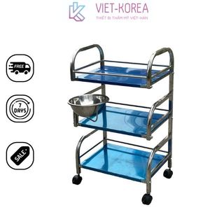 Xe Đẩy Inox 3 Tầng Kệ Inox 3 Tắng Lắp Ghép Gọn Inox Bàn Inox Có Bánh Xe Bát Nước Kim Loại Dành Cho Spa Thẩm Mỹ