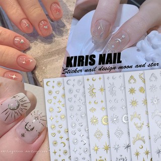 Sticker bạc hình trăng sao hot trend trang trí móng