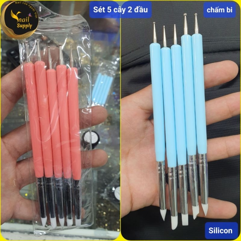 Cọ 2 đầu chấm bi + Silicon