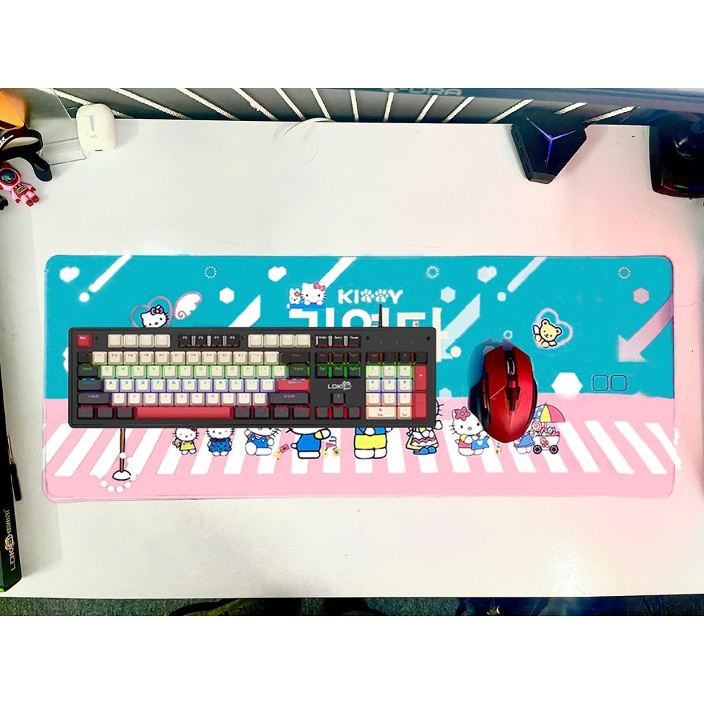 Bàn di lót chuột Yindiao LC4 màu hồng size 70x30cm 27x21cm cute chống thấm nước trơn trượt gaming game thủ văn phòng