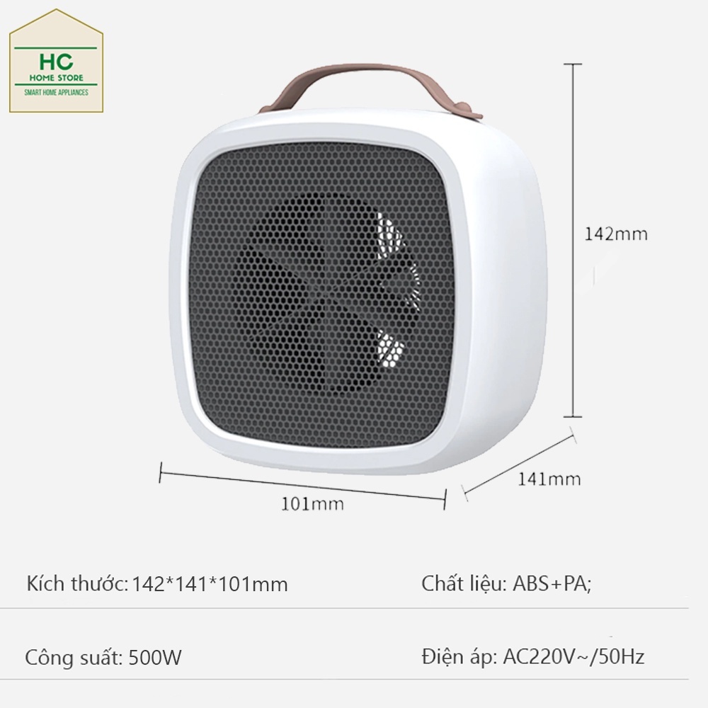 Quạt sưởi mini , máy sưởi ấm để bàn mùa đông không mùi nhựa cho dân văn phòng tiện lợi 500W QSM04
