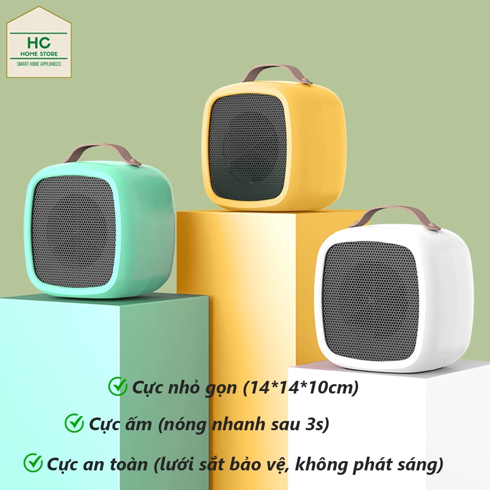 Quạt sưởi mini , máy sưởi ấm để bàn mùa đông không mùi nhựa cho dân văn phòng tiện lợi 500W QSM04