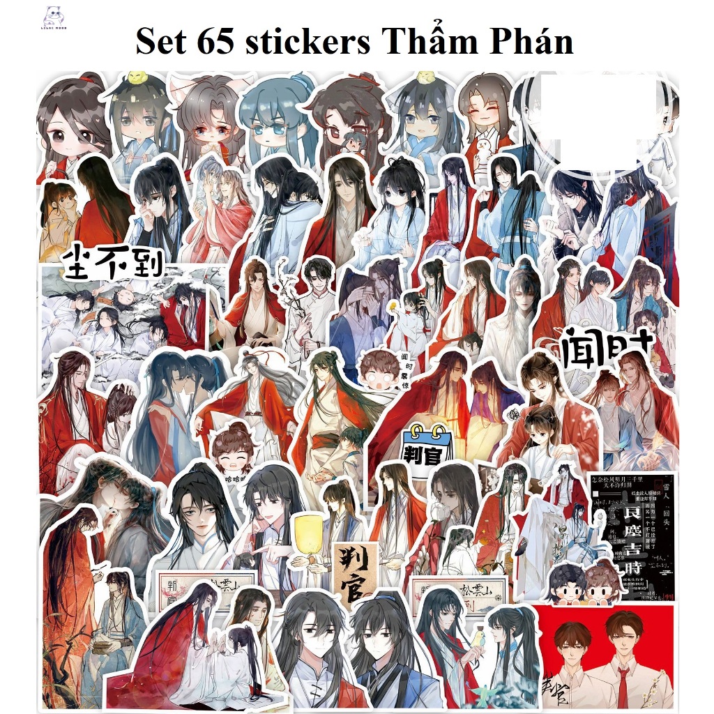 Set 56 Stickers Tát dã | Miếng hình dán trắng đen DIY / không trùng, chống thấm nước BL Manhhua
