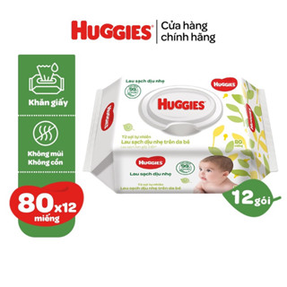   Hàng công ty Thùng 12 gói khăn ướt huggies loại 80 tờ không mùi 