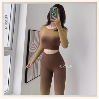 Bộ đồ tập gym Set đồ tập yoga nữ Áo croptop dài tay mẫu mới HERSIGN-SET78