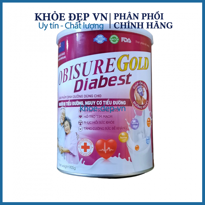Sữa OBISUREGOLD DIABEST dành cho người huyết áp, tiểu đường, tim mạch hộp 900g