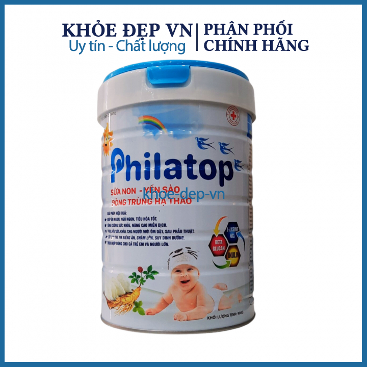 Sữa non Philatop yến sào, đông trùng hạ thảo hộp 900g