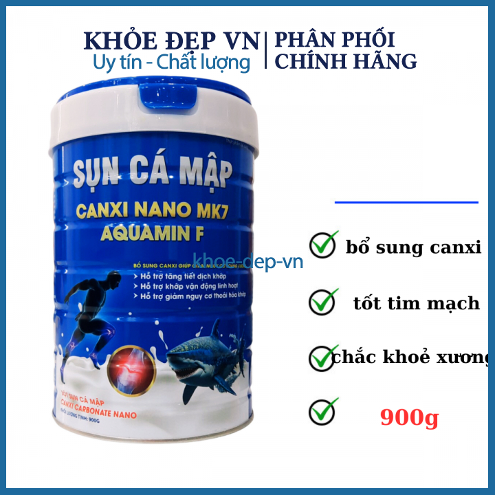 Sữa SỤN CÁ MẬP CANXI NANO AQUAMIN F - Hỗ trợ tăng cường dịch khớp hộp 900g