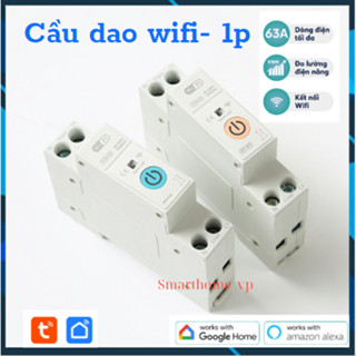 Aptomat-63A cầu dao CB tổng tuya wifi 1P, đo điện năng tiêu thụ, điều khiển từ xa qua điện thoại