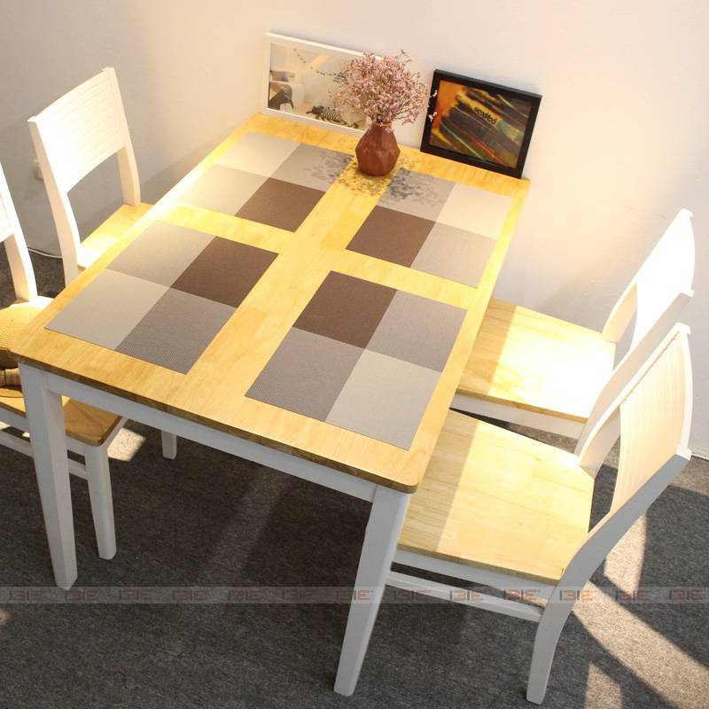 Bộ bàn ghế phòng ăn IBIE Gumi gỗ cao su, tùy chọn kích thước, màu sắc, phong cách hiện đại, hàng xuất khẩu loại 1