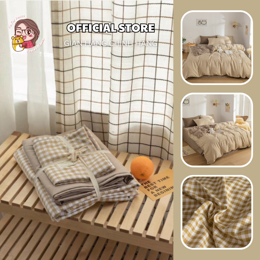 Bộ Chăn Ga Gối Cotton Đũi Kẻ - PisHome