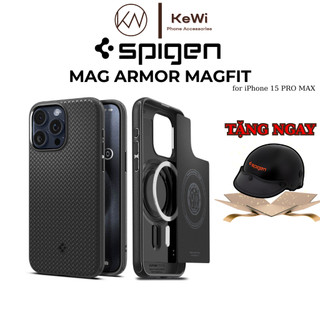 Ốp lưng spigen sạc không dây từ tính dành cho iphone 15 pro max, spigen mag armor magfit - hàng chính hãng